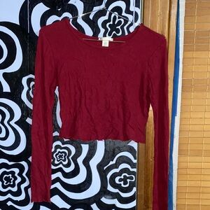 Bozzolo Burgundy Long Sleeve Crop Top